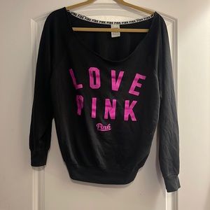 Pink Victoria’s Secret small petite black with pink logo sweatshirt